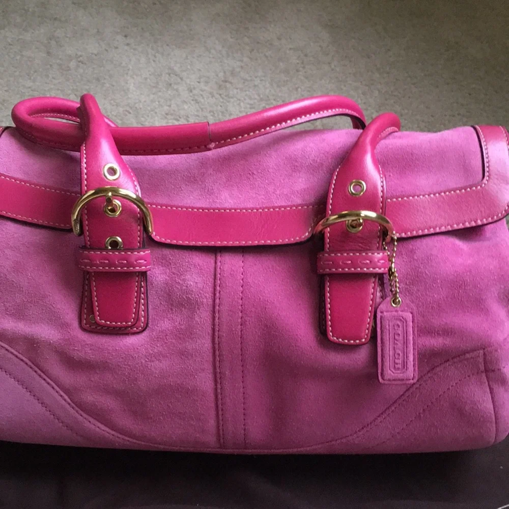Coach Pink Suede Leather Satchel Bag